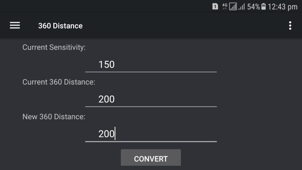 360 distance setting in mouse conversion